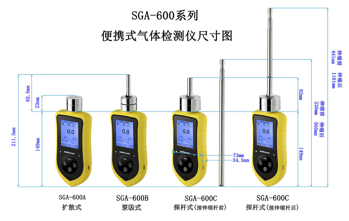 便攜式癸烷氣體檢測(cè)儀尺寸圖