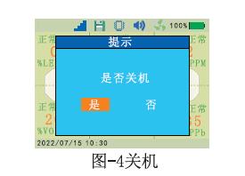 便攜式六合一氣體檢測(cè)儀關(guān)機(jī)提示