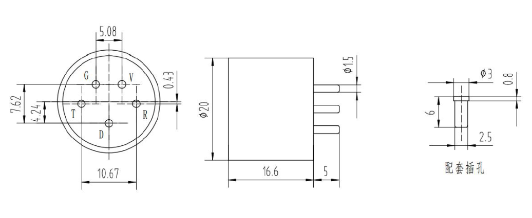 微型紅外甲烷傳感器尺寸圖